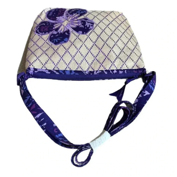 NWT Vera Bradley Beach Crossbody Bag Tropical Tapestry Beige Paisley Amethyst - Picture 5 of 9